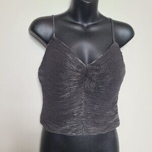 Express Small  Pleated Bow Back Spaghetti strap Top Formal Cocktail Gray Pewter